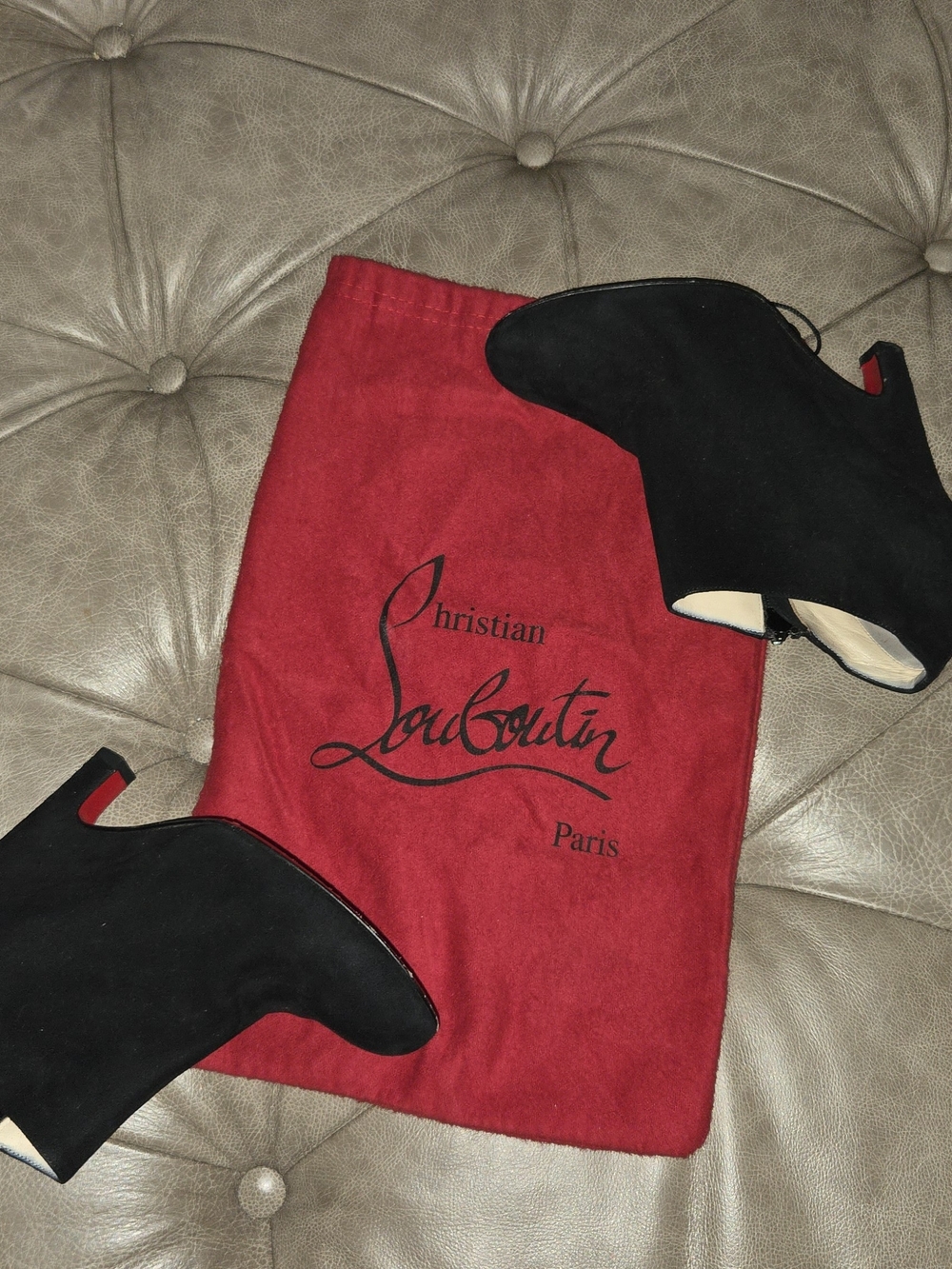 Christian Louboutin Black Suede Ankle Boots - Women's
